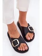 Dámské Pantofle Na Platformě Se Zlatou Přezkou Černé model 21702684 - Boto Dámské Pantofle Na Platformě Se Zlatou Přezkou Černé model 21702684 - Boto