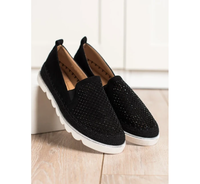 Exkluzívní dámské černé polobotky bez podpatku Exkluzívní dámské černé polobotky bez podpatku