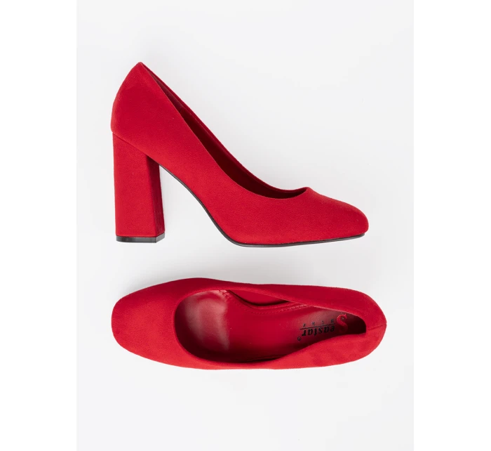 Designové dámské  lodičky červené na širokém podpatku