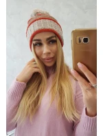 Dámská čepice Kinga K297 beige+mocca+red Dámská čepice Kinga K297 beige+mocca+red