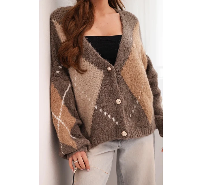 Dámský svetr s model 21774791 na knoflíky fango - K-Fashion Dámský svetr s model 21774791 na knoflíky fango - K-Fashion