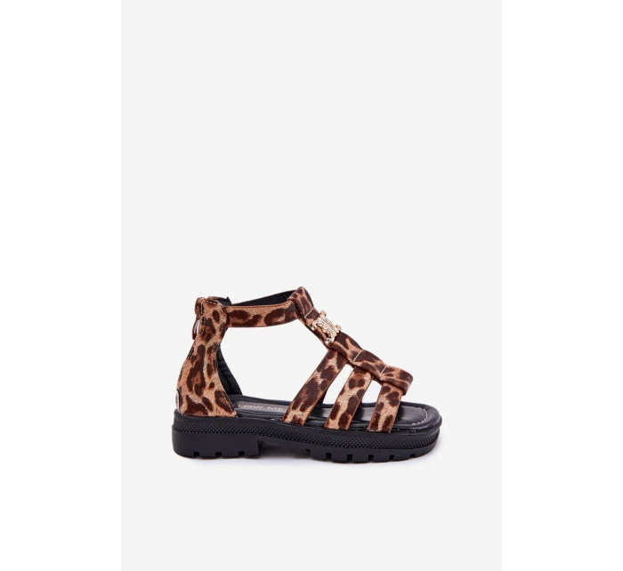 Dívčí Sandály Gladiátoři Se Zlatým Detalem Panterka Vesira Dívčí Sandály Gladiátoři Se Zlatým Detalem Panterka Vesira