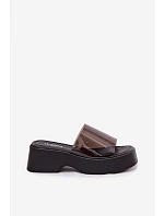 Dámské platformové sandály s průhledným páskem Černé Selestia Dámské platformové sandály s průhledným páskem Černé Selestia