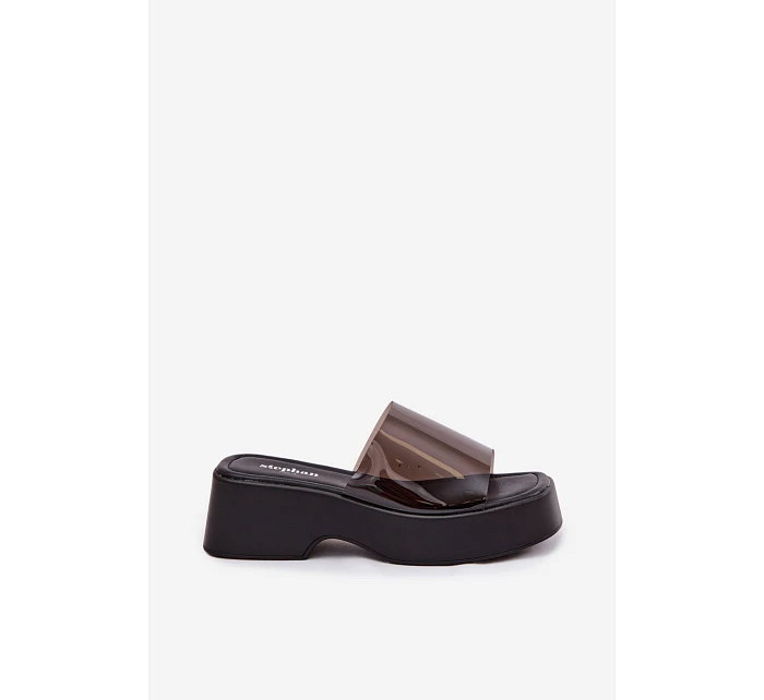 Dámské platformové sandály s průhledným páskem Černé Selestia Dámské platformové sandály s průhledným páskem Černé Selestia