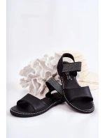 Klasický kožené sandály s cvočky Černá Shelly Klasický kožené sandály s cvočky Černá Shelly