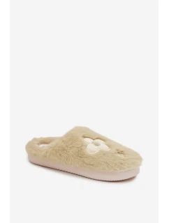 Dámské chlupaté papuče s květinami – pistáciové Selinne