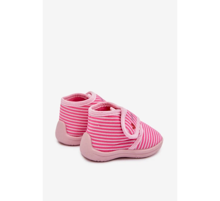 Dětské bačkory na suchý zip s proužky – růžové Lavelle Dětské bačkory na suchý zip s proužky – růžové Lavelle