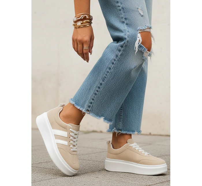 Dámské kožené tenisky  béžové  model 22069761 - FashionStreet