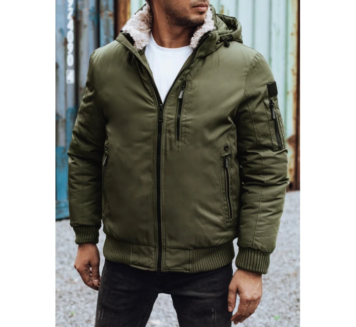 Pánská zimní bunda s odepínací kapucí zelená FashionStreet TX4836 Pánská zimní bunda s odepínací kapucí zelená FashionStreet TX4836