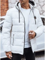 Pánská prošívaná zimní bunda s kapucí bílá Dstreet TX5056