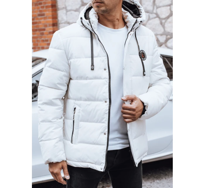 Pánská prošívaná zimní bunda s kapucí bílá FashionStreet TX5056