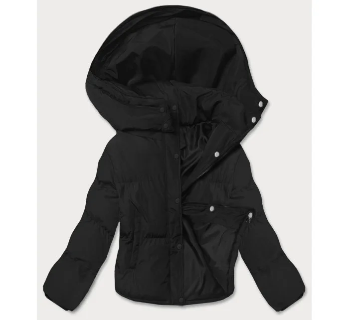 Černá krátká bunda pro přechodné období s kapucí (5M3117-392) Černá krátká bunda pro přechodné období s kapucí (5M3117-392)