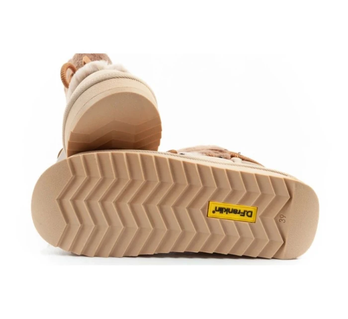 D.Franklin sněhule dámské zimní módní kožešinové zateplené hnědé béžové vysoké dámské