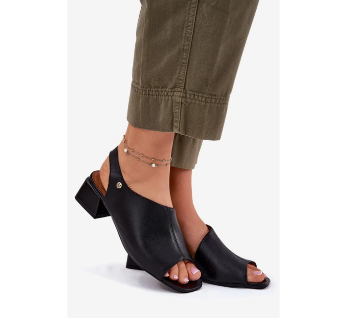 Kožené Dámské Sandály Na Klínku Maciejka 06975-01 Černé