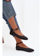 Dámské baleríny s páskem a přezkou Černé model 21747622 - Boto