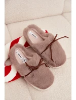 Kožešinové pantofle s mašlí khaki model 21772510 - Boto Kožešinové pantofle s mašlí khaki model 21772510 - Boto
