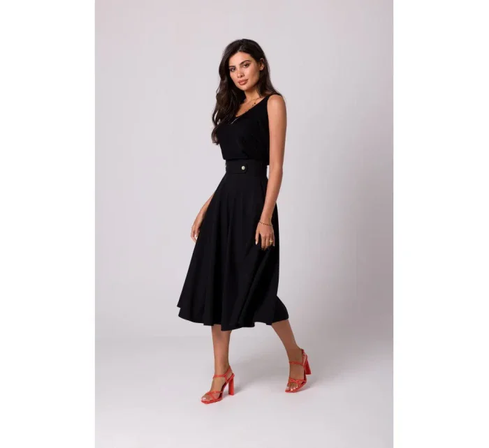 model 18407327 Sukně s vysokým pasem černá - BeWear