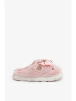 Futrzané Pantofle S Mašlí A Brožemi Růžové Annalira