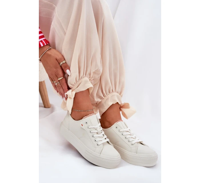 Dámské tenisky na platformě Big Star – světle béžové Dámské tenisky na platformě Big Star – světle béžové