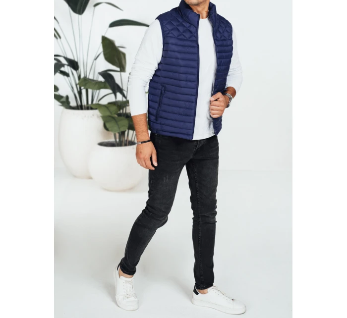 Pánská prošívaná tmavě modrá vesta FashionStreet TX5077 Pánská prošívaná tmavě modrá vesta FashionStreet TX5077