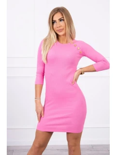 Šaty s ozdobnými knoflíky světle růžové