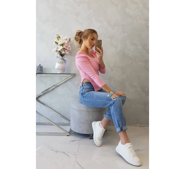 Halenka s buffovými rukávy světle růžová