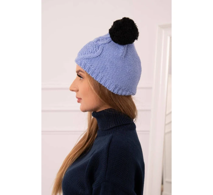 Fleecová čepice 2 bambulky K291 modrá Fleecová čepice 2 bambulky K291 modrá