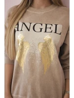 Bavlněný komplet Angel teplákové + kalhoty velbloud Bavlněný komplet Angel teplákové + kalhoty velbloud