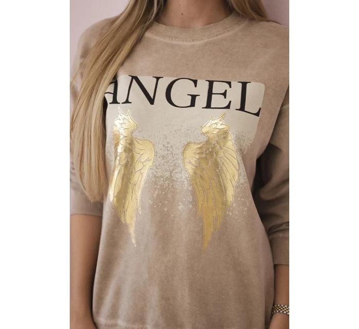 Bavlněný komplet Angel teplákové + kalhoty velbloud Bavlněný komplet Angel teplákové + kalhoty velbloud