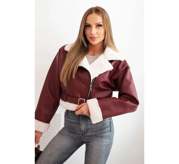 Dámská z ekokůže s a páskem bordová model 21273630 - K-Fashion