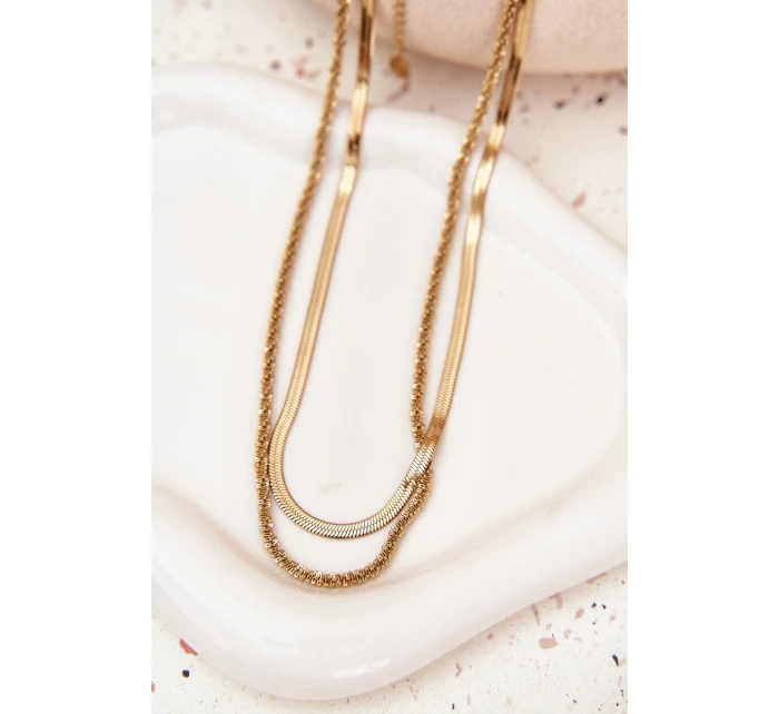 Dvojitý řetízek z chirurgické oceli zlatý Dvojitý řetízek z chirurgické oceli zlatý