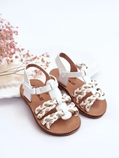 Dětské sandály na suchý zip s pruhy bile Sammy