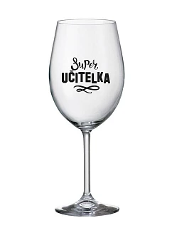 SUPER UČITELKA - čirá sklenice na víno 350 ml