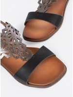 Trendy černé dámské  sandály bez podpatku