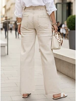 Jeansy damskie wide leg z wysokim stanem beżowe model 22155333 - FashionStreet
