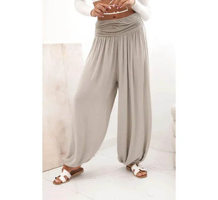 Dámské viskózové kalhoty s širokými nohavicemi a volánky fango