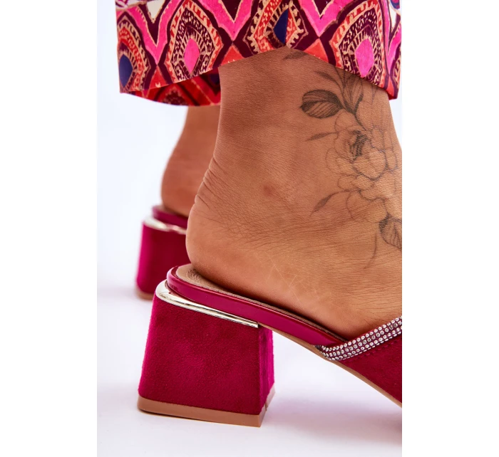 Semišové pantofle na vysokém podpatku S.Barski KV-612-2 Fuchsia