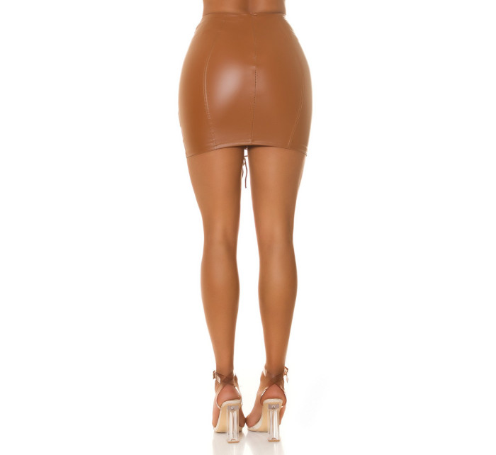 Sexy Koucla leather look mini skirt with lacing