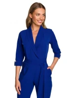 Dámský overal se šálovým límcem královská modř - Stylove Dámský overal se šálovým límcem královská modř - Stylove