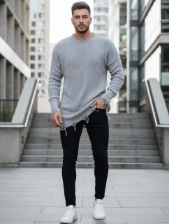 Pánský světle šedý svetr FashionStreet WX1963