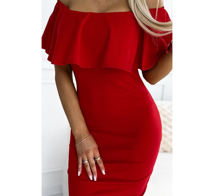 Červené dámské tužkové šaty ve stylu model 19581199 - numoco