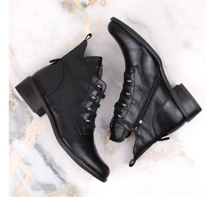 Ploché zateplené boty na podpatku Jezzi W JEZ412A černá Ploché zateplené boty na podpatku Jezzi W JEZ412A černá