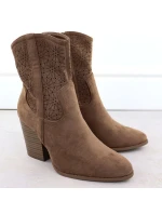 Dámské kovbojské boty ažurové semišové hnědé model 21905575 - S.Barski Dámské kovbojské boty ažurové semišové hnědé model 21905575 - S.Barski