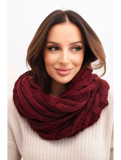 Dámský pletený vlněný komin měkký a teplý KN23 bordový