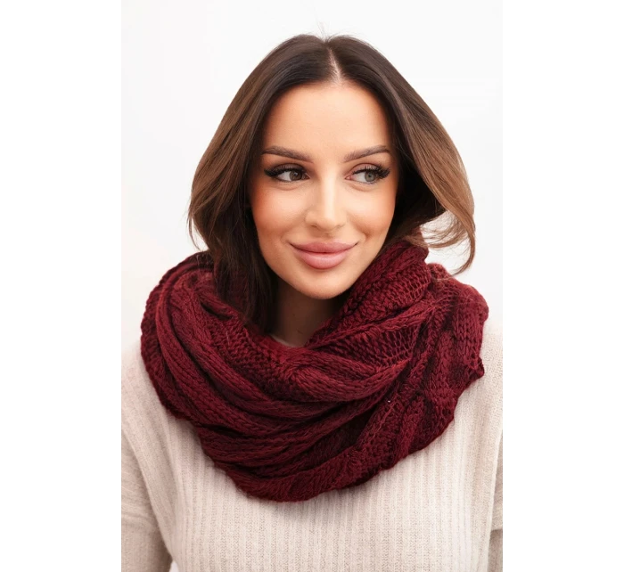 Dámský pletený vlněný komin měkký a teplý KN23 bordový