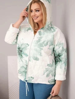 Dámská jarní bunda Plus Size s květinovým vzorem mátová