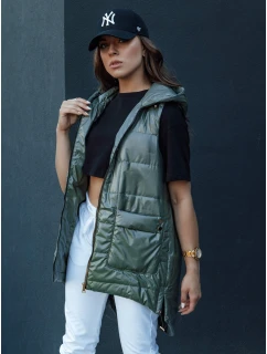 Dámská prošívaná dlouhá vesta s kapucí JESS zelená FashionStreet TY4442