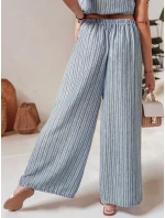 MODERESS dámské pruhované kalhoty s širokými nohavicemi modré FashionStreet UY2696
