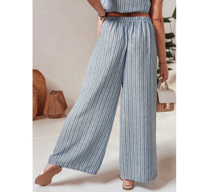 MODERESS dámské pruhované kalhoty s širokými nohavicemi modré FashionStreet UY2696