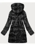 Černá dámská bunda-kožíšek s kapucí (br9741-1)